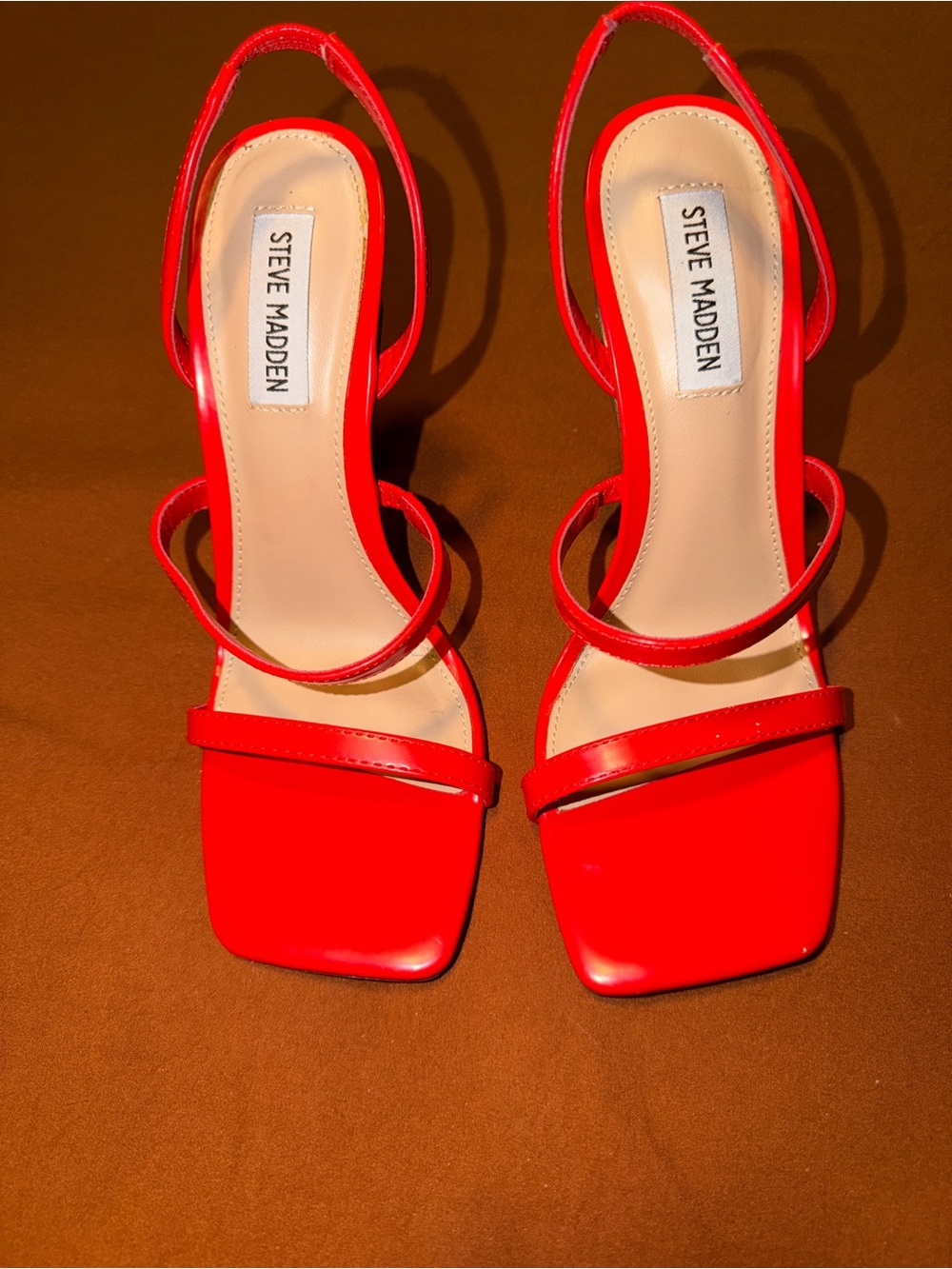 Steve Madden Red Strappy Square-Toe Heels